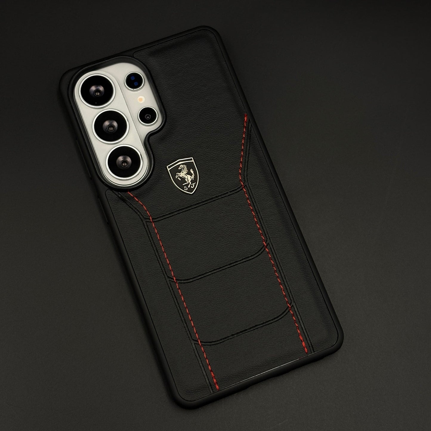 Luxury FR Stitched Red Leather Case for Samsung Galaxy S26 Ultra