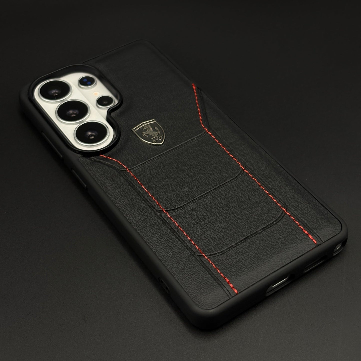 Luxury FR Stitched Red Leather Case for Samsung Galaxy S26 Ultra