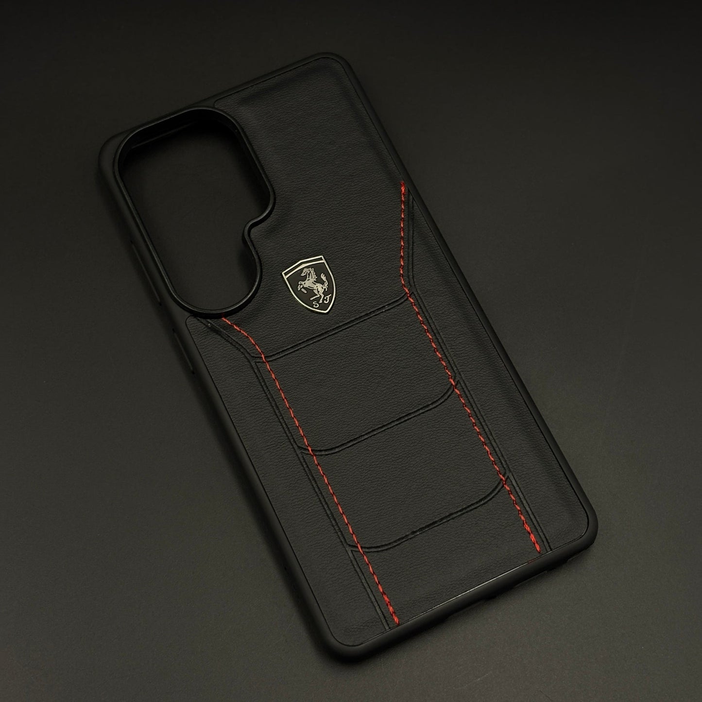 Luxury FR Stitched Red Leather Case for Samsung Galaxy S26 Ultra
