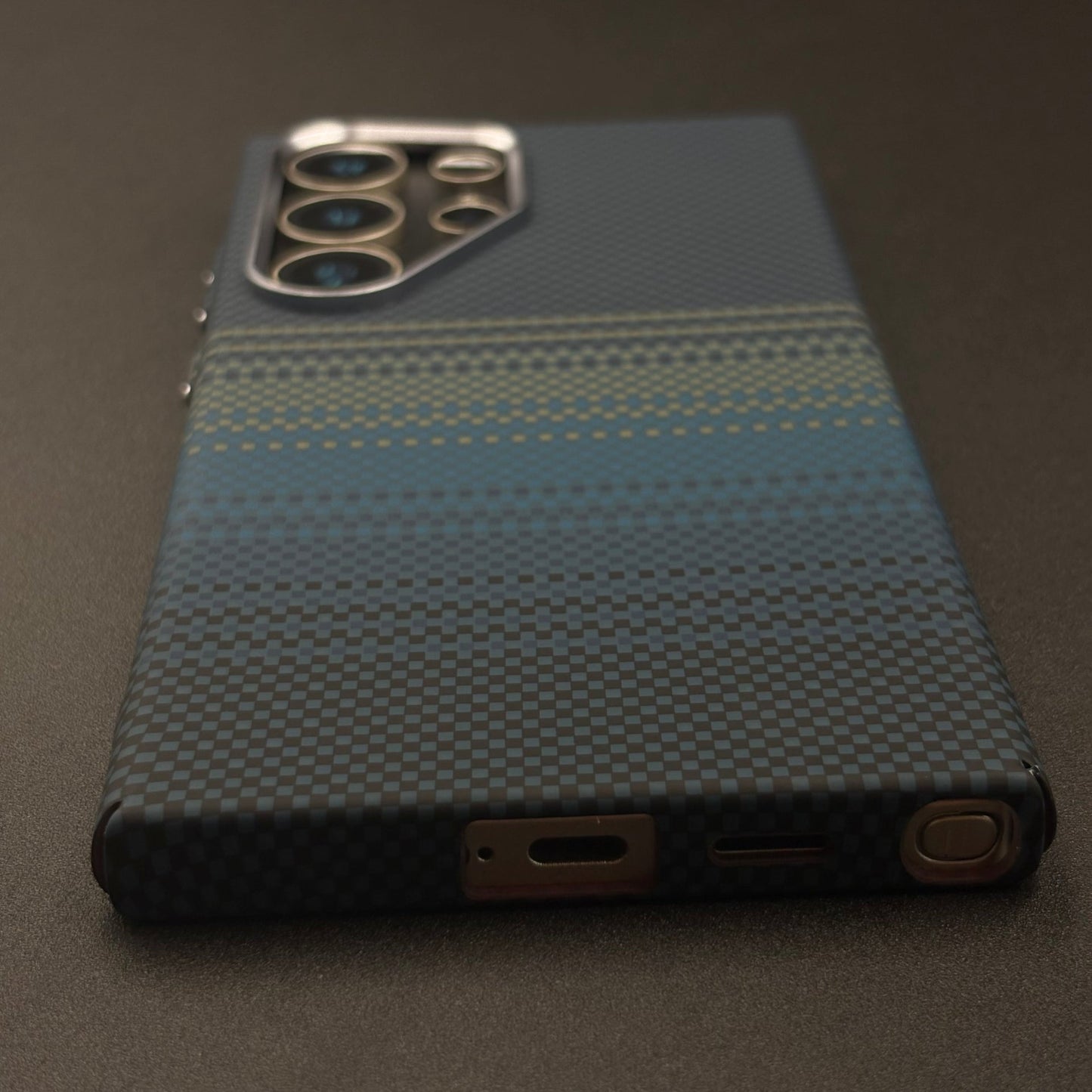Samsung Galaxy S25 Ultra Teal Premium Slim Case | Rare Aramid Texture Finish | Real Carbon Fibre Feel | Hidden MagSafe