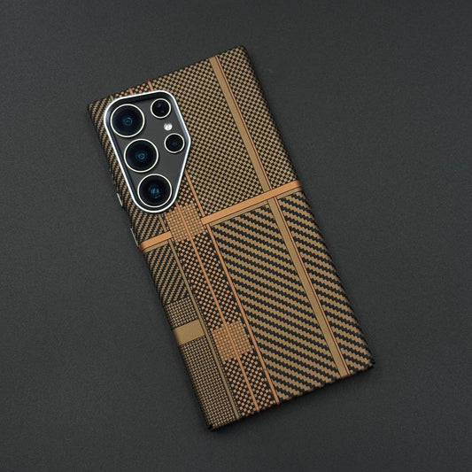 Samsung Galaxy S25 Ultra Desert Brown Premium Slim Case | Rare Aramid Texture Finish | Real Carbon Fibre Feel | Hidden MagSafe