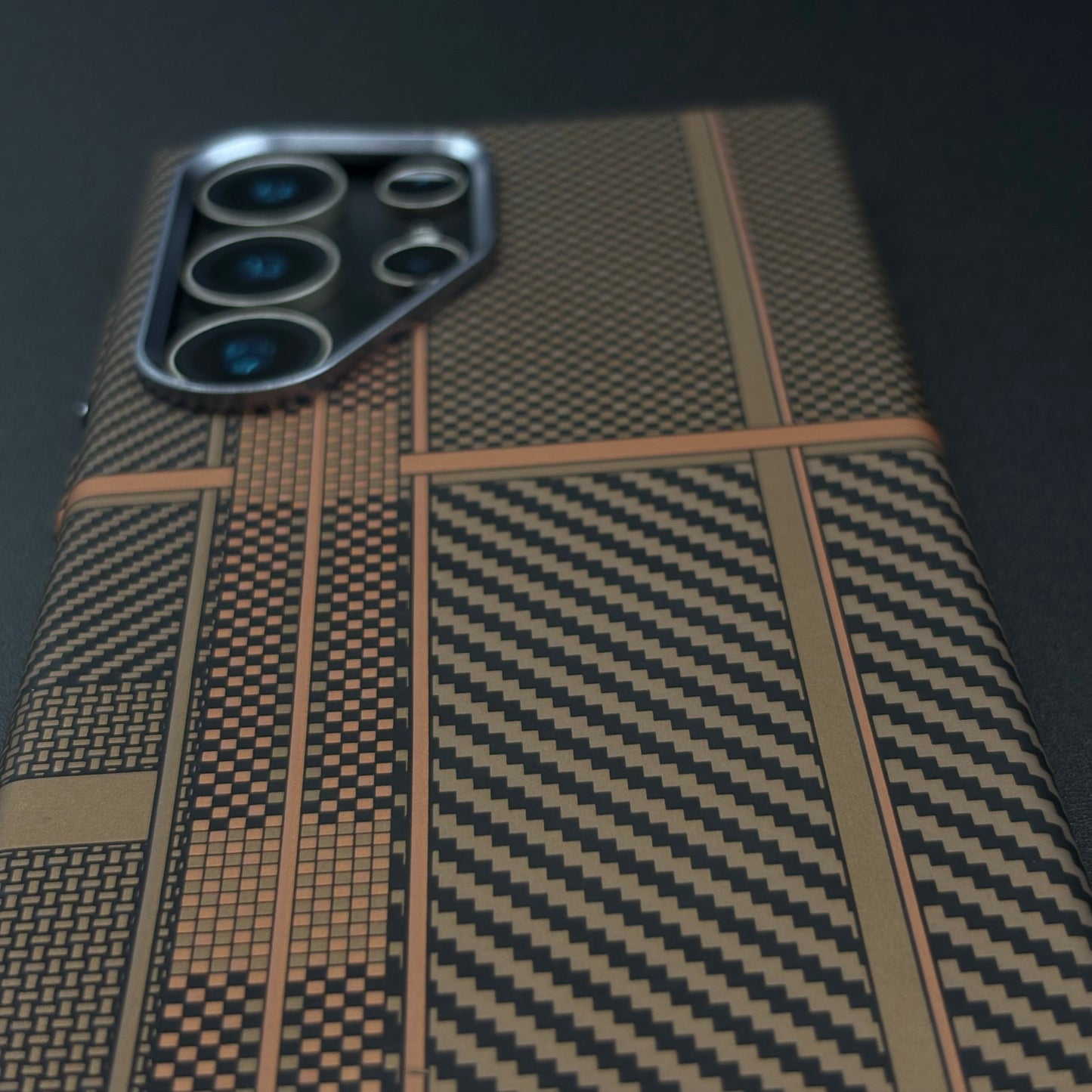 Samsung Galaxy S25 Ultra Desert Brown Premium Slim Case | Rare Aramid Texture Finish | Real Carbon Fibre Feel | Hidden MagSafe