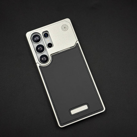 AeroFlex Aluminium Leather Case Hidden Magsafe for Samsung Galaxy S24 Ultra | Premium Metallic Frame | Hybrid Back Cover