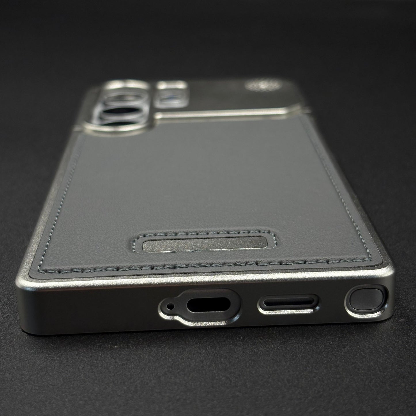 AeroFlex Aluminium Leather Case with Magsafe for Samsung Galaxy S25 Ultra | Premium Metallic Frame | Hybrid Back Cover
