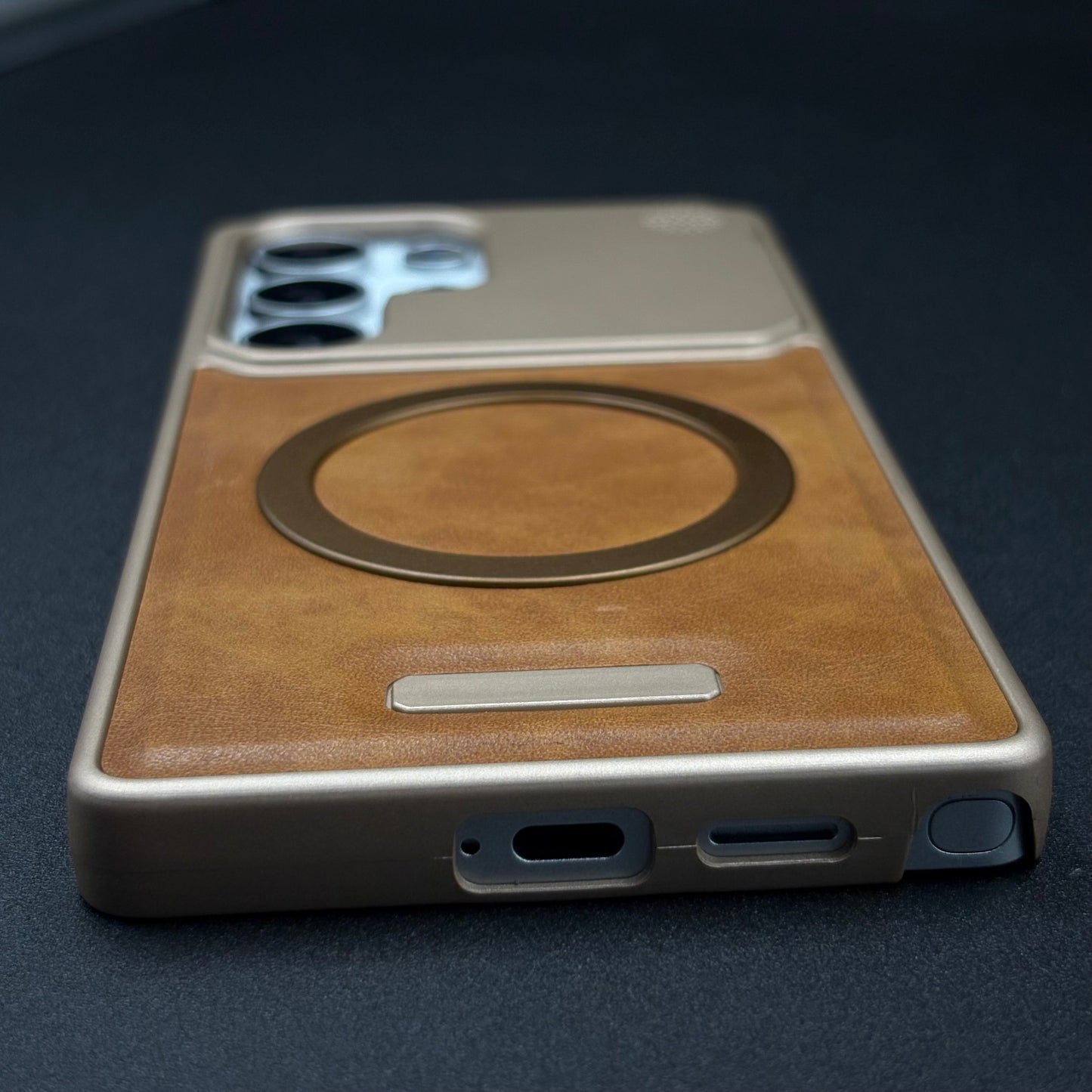 Luxury Leather MagSafe Case for Samsung Galaxy S25 Ultra | AeroFlex Hard Borderless Design