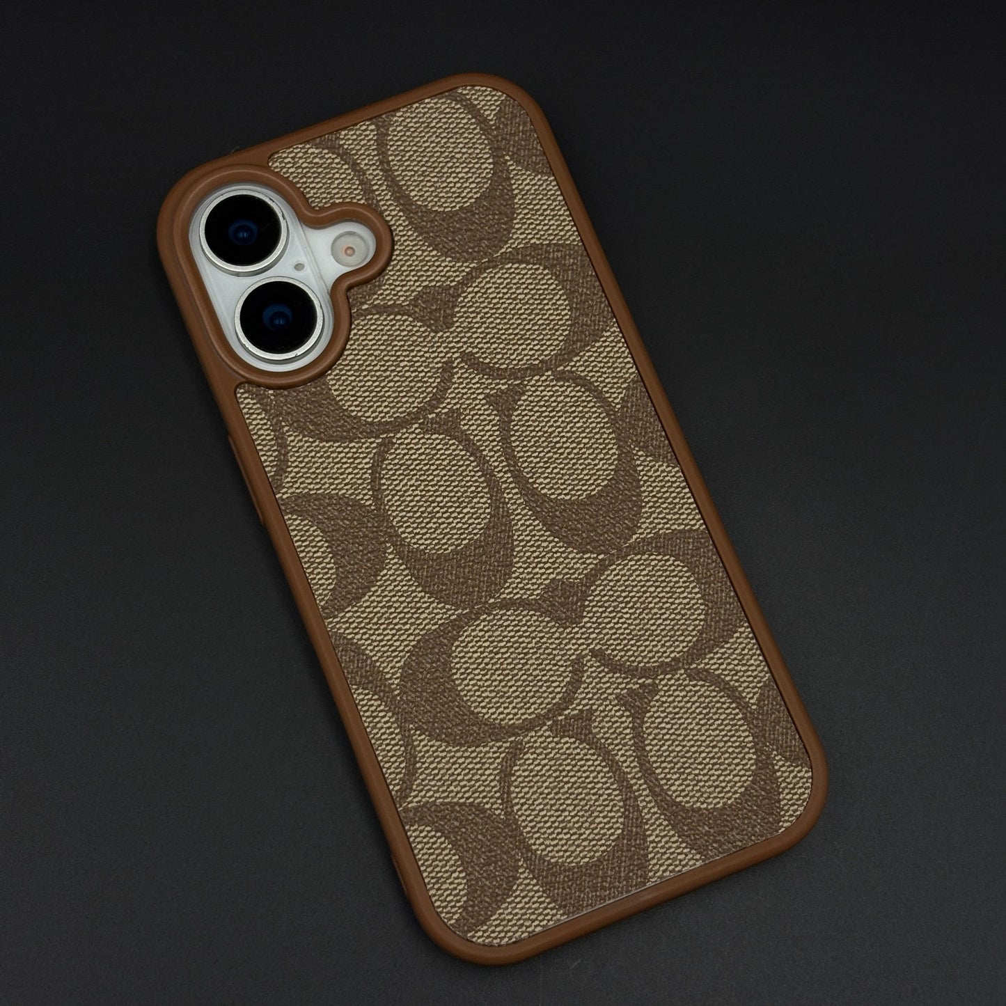 CC Pattern PU Leather Side Silicone Case for iPhone 17 | Monogram Soft Touch Protection