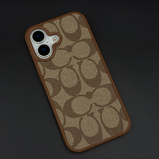 CC Pattern PU Leather Side Silicone Case for iPhone 17 | Monogram Soft Touch Protection