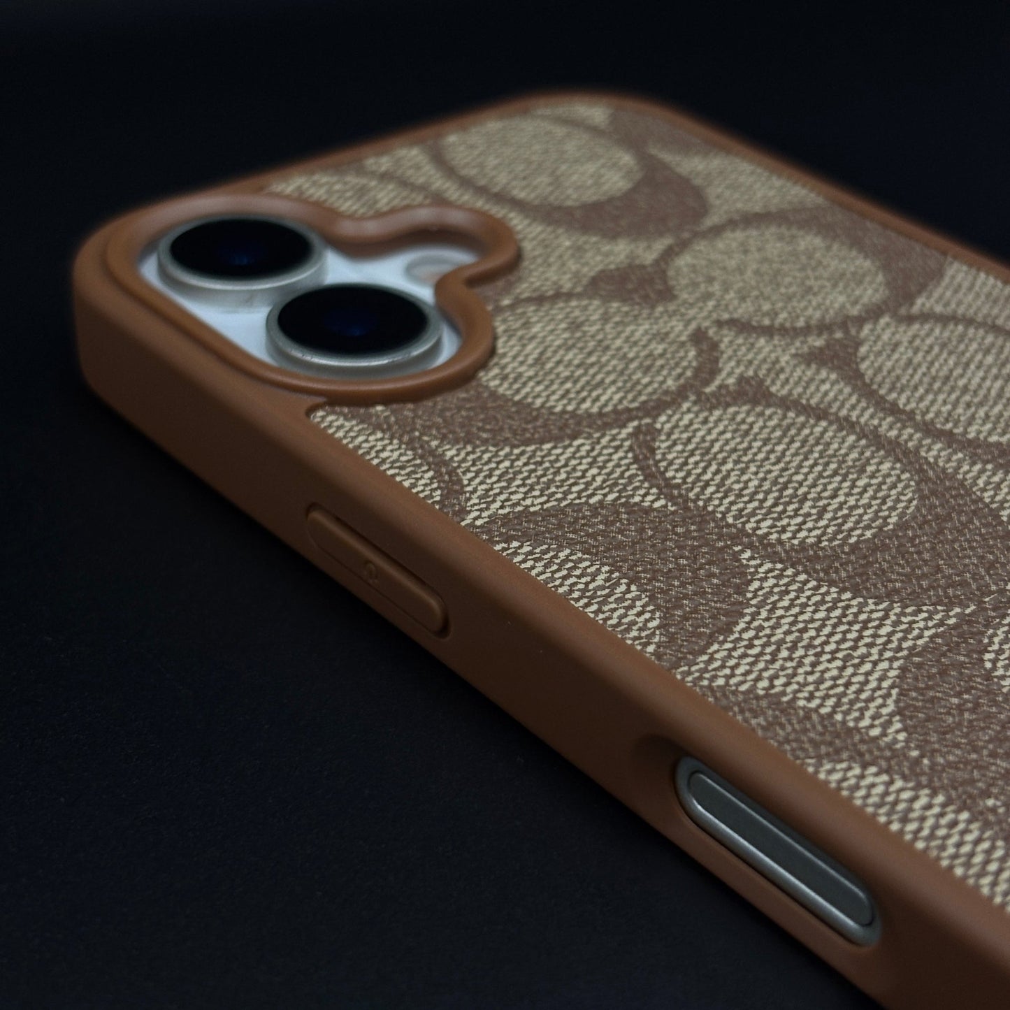 CC Pattern PU Leather Side Silicone Case for iPhone 17 | Monogram Soft Touch Protection