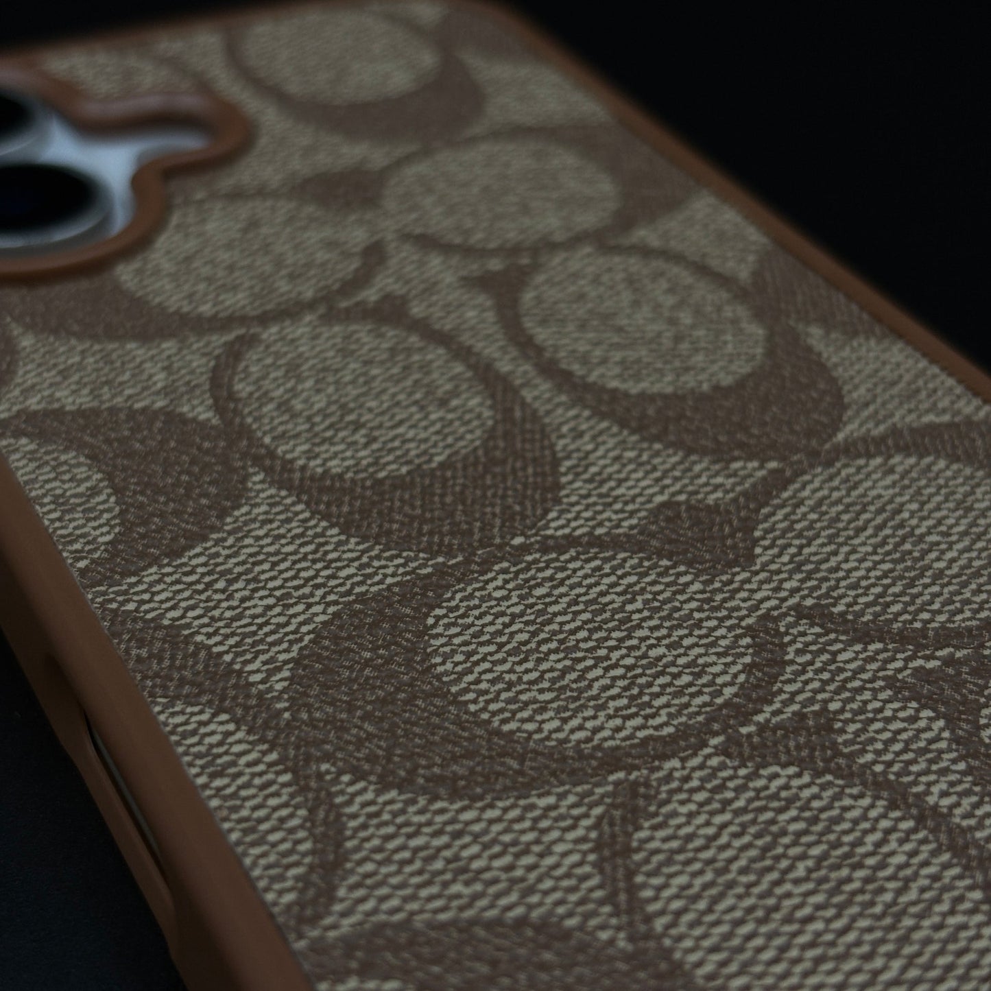 CC Pattern PU Leather Side Silicone Case for iPhone 17 | Monogram Soft Touch Protection