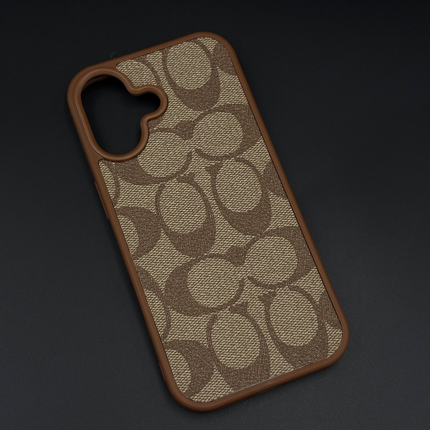 CC Pattern PU Leather Side Silicone Case for iPhone 17 | Monogram Soft Touch Protection