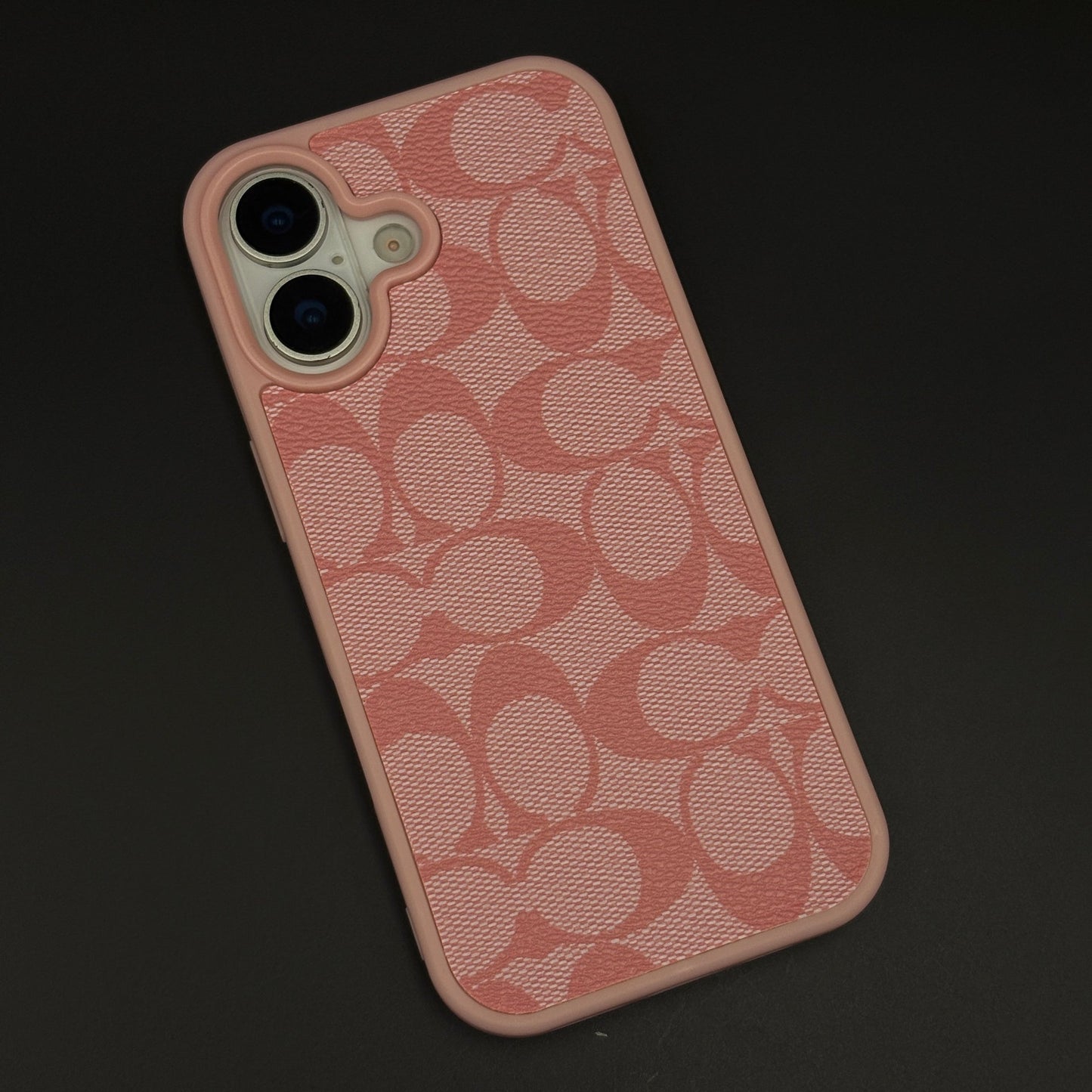 CC Pattern PU Leather Side Silicone Case for iPhone 17 | Monogram Soft Touch Protection