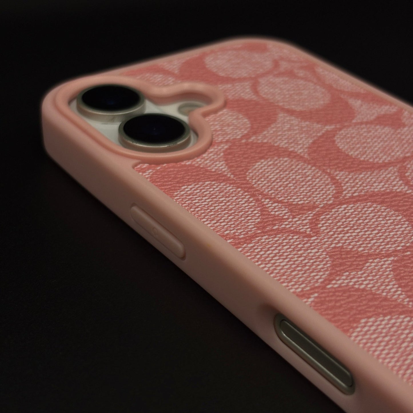 CC Pattern PU Leather Side Silicone Case for iPhone 17 | Monogram Soft Touch Protection