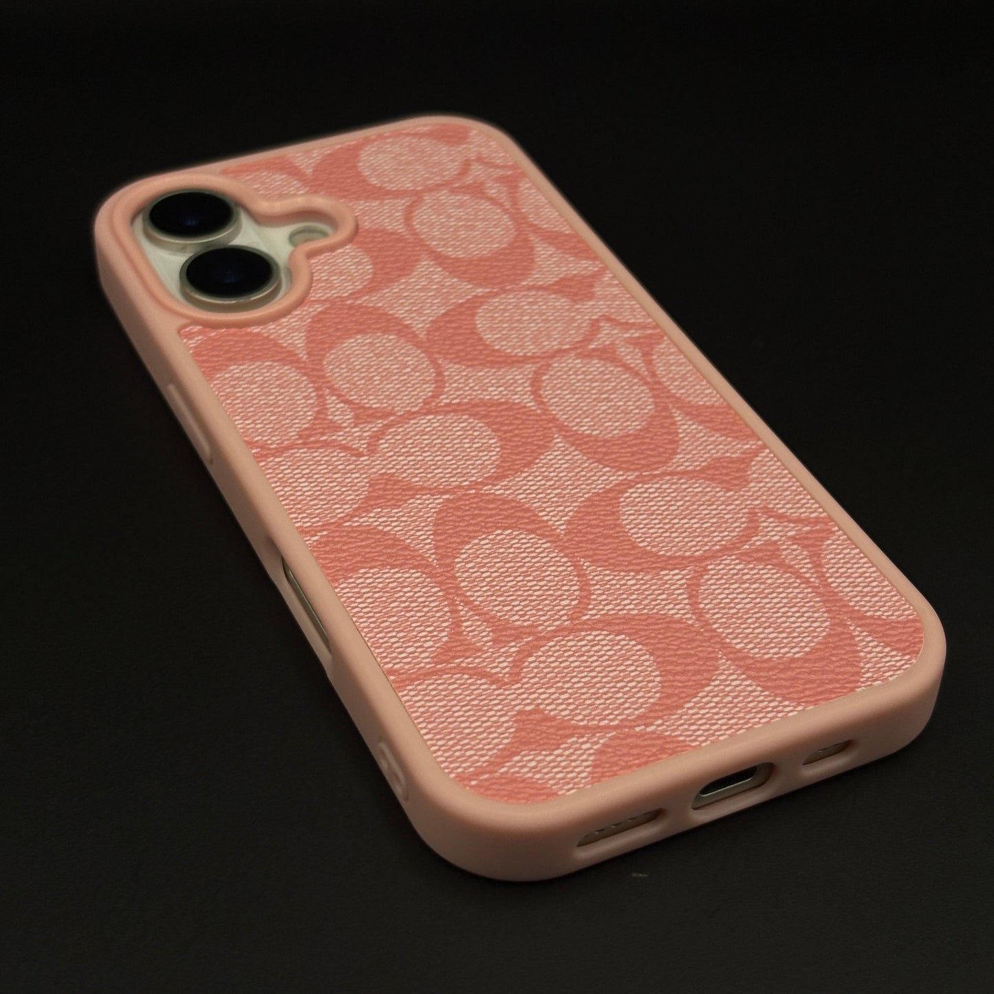 CC Pattern PU Leather Side Silicone Case for iPhone 17 | Monogram Soft Touch Protection