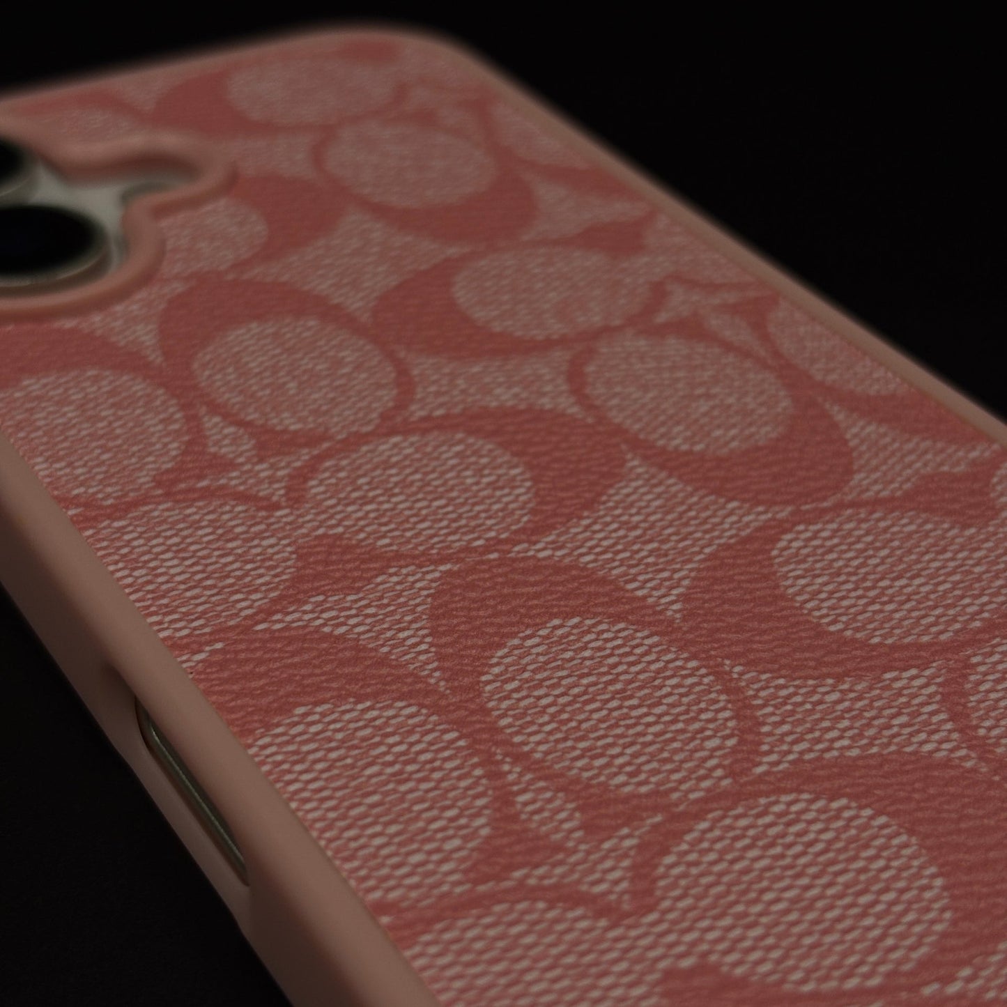 CC Pattern PU Leather Side Silicone Case for iPhone 17 | Monogram Soft Touch Protection