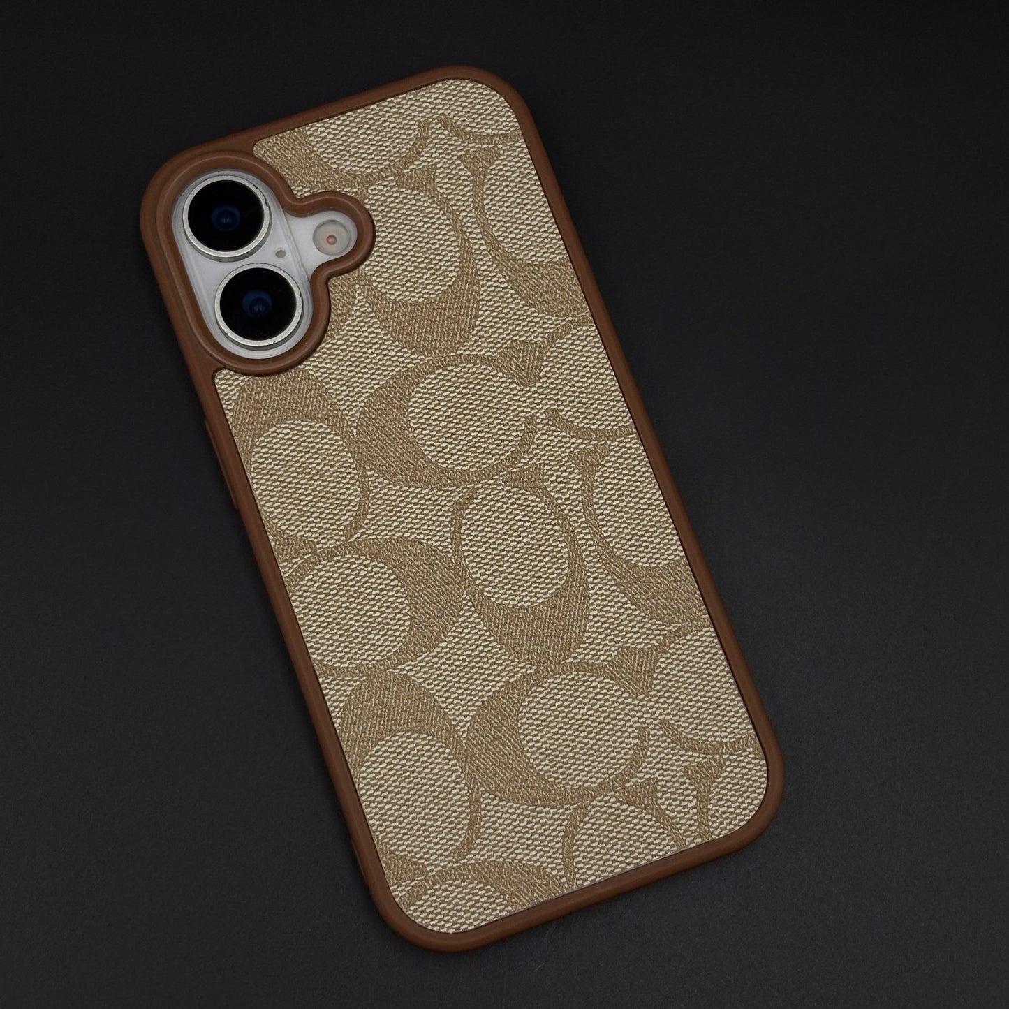 CC Pattern PU Leather Side Silicone Case for iPhone 17 | Monogram Soft Touch Protection
