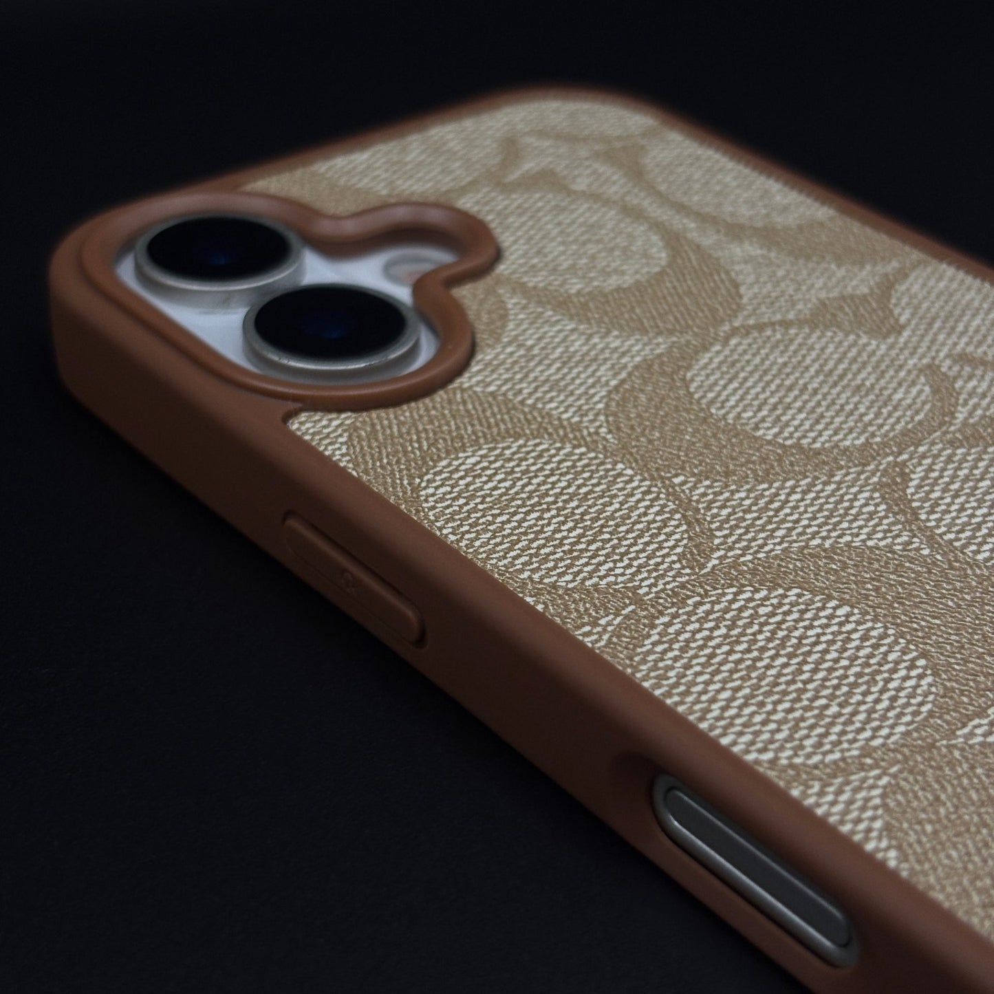 CC Pattern PU Leather Side Silicone Case for iPhone 17 | Monogram Soft Touch Protection
