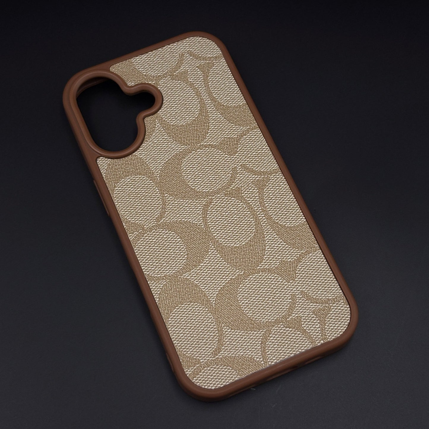 CC Pattern PU Leather Side Silicone Case for iPhone 17 | Monogram Soft Touch Protection