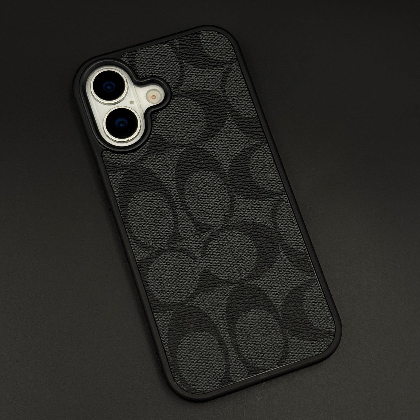 CC Pattern PU Leather Side Silicone Case for iPhone 17 | Monogram Soft Touch Protection