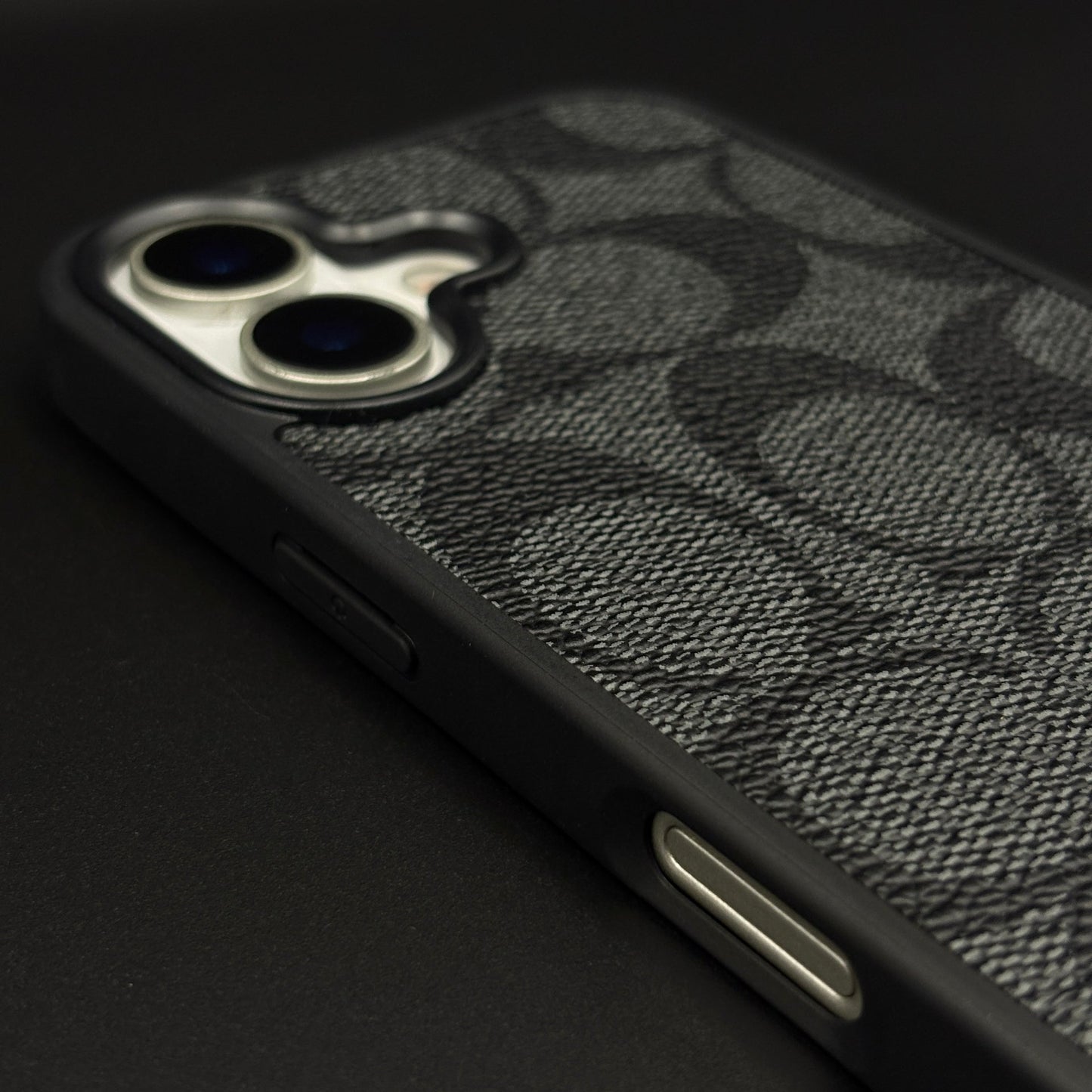 CC Pattern PU Leather Side Silicone Case for iPhone 17 | Monogram Soft Touch Protection