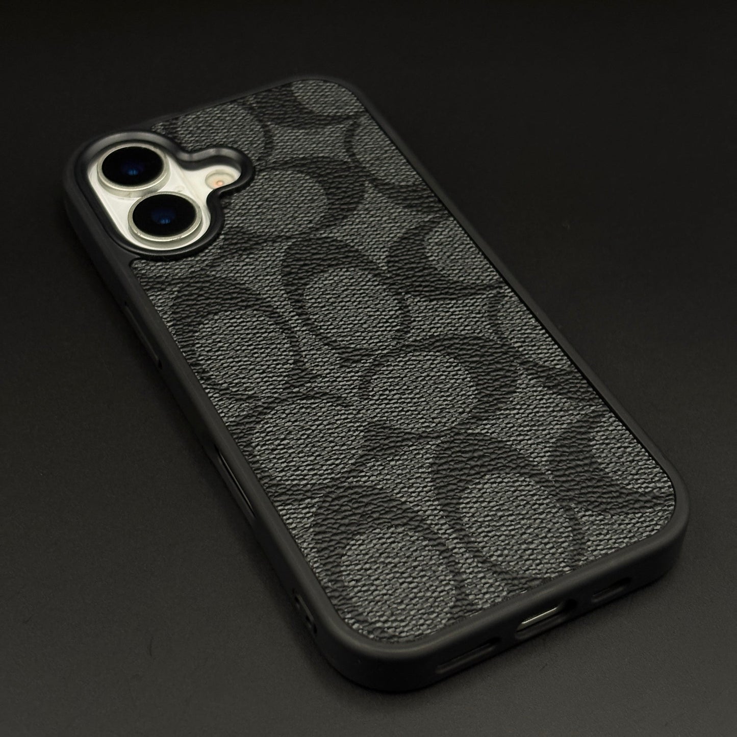 CC Pattern PU Leather Side Silicone Case for iPhone 17 | Monogram Soft Touch Protection