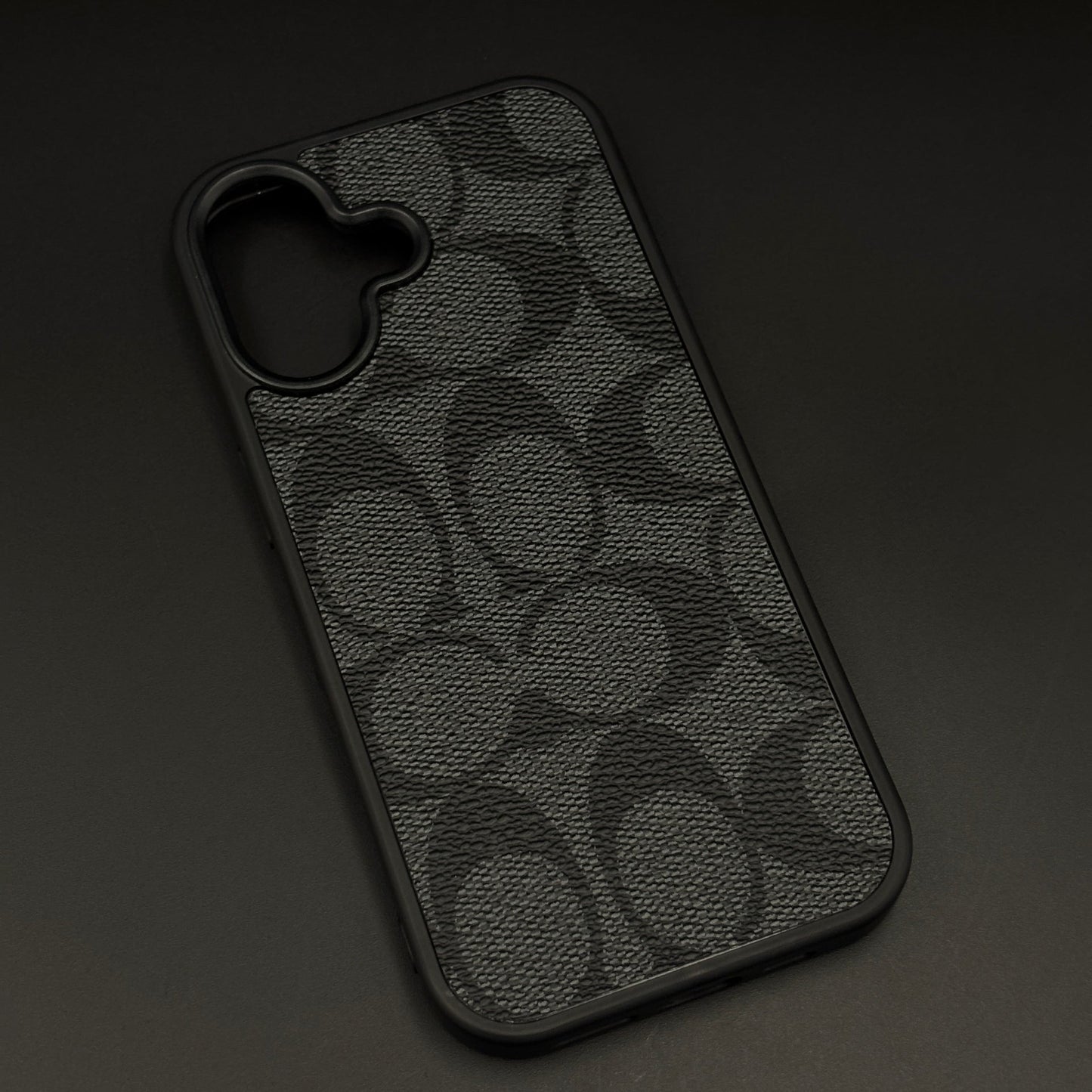 CC Pattern PU Leather Side Silicone Case for iPhone 17 | Monogram Soft Touch Protection