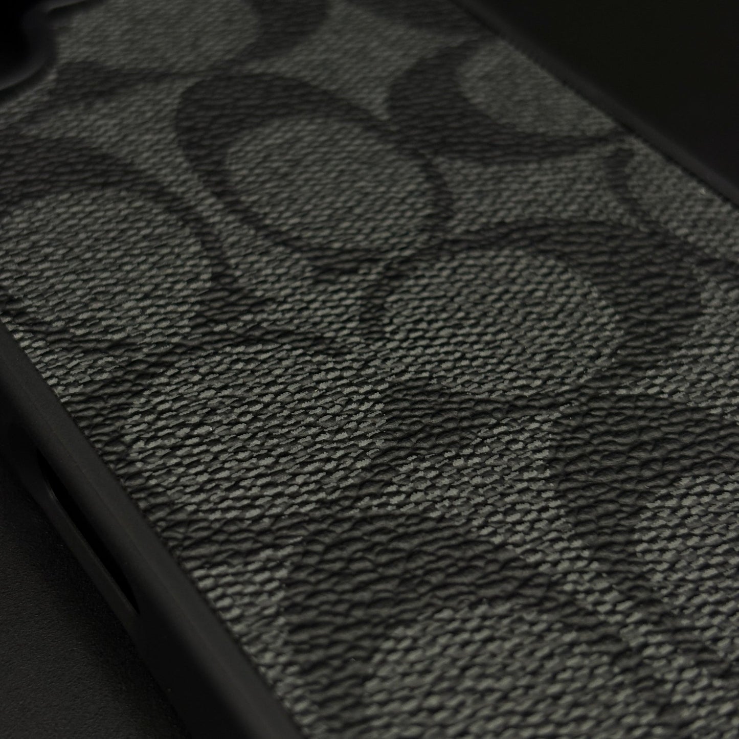 CC Pattern PU Leather Side Silicone Case for iPhone 17 | Monogram Soft Touch Protection