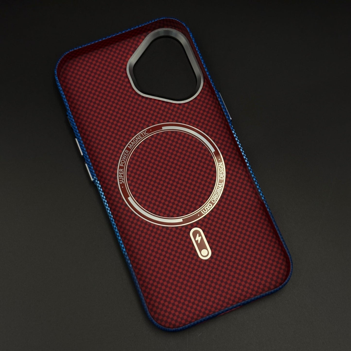 Navy Pulse Carbon Fibre Hidden MagSafe Case for iPhone 17