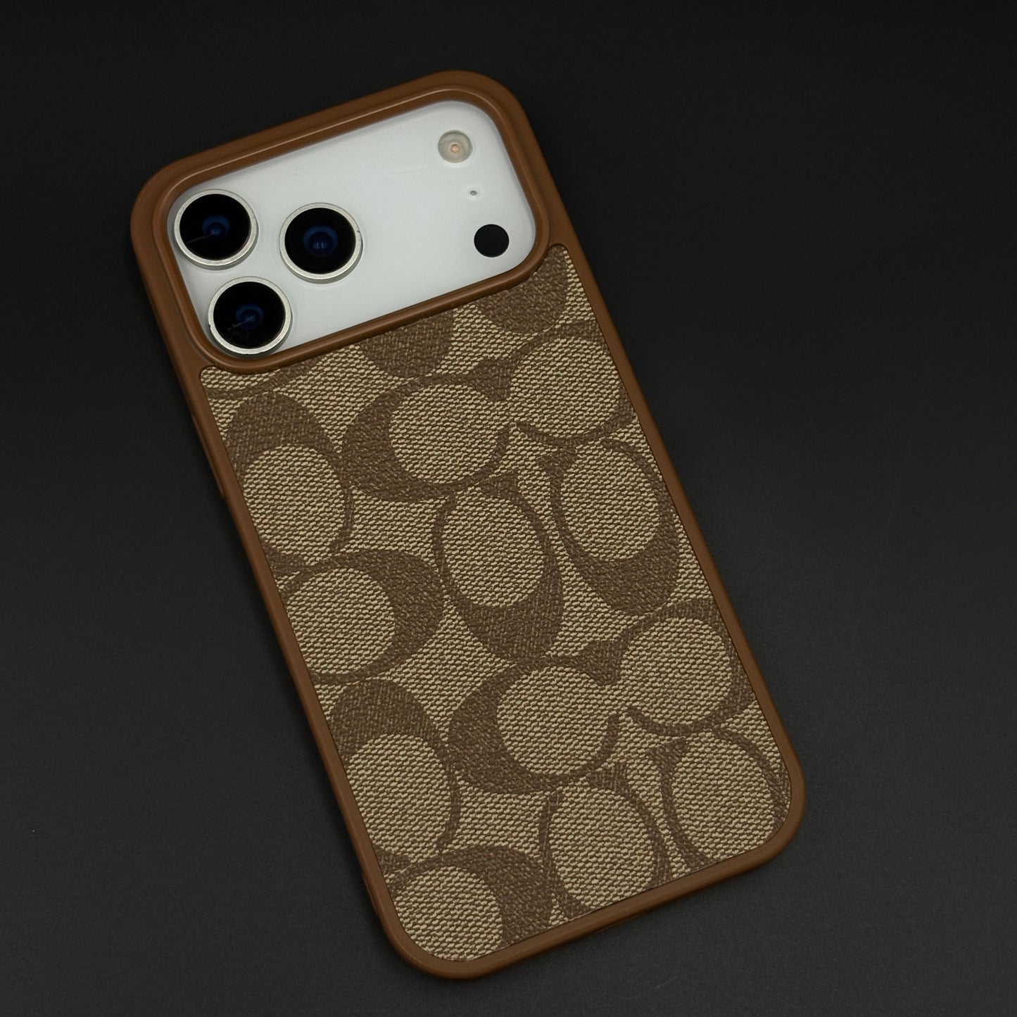 CC Pattern PU Leather Side Silicone Case for iPhone 17 Series | Monogram Soft Touch Protection