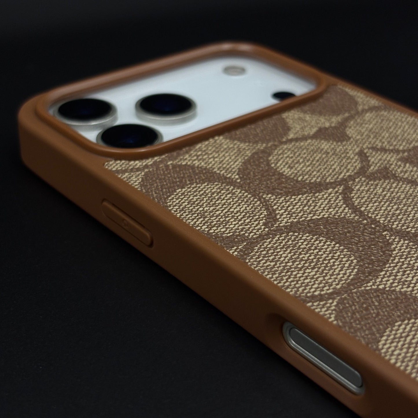 CC Pattern PU Leather Side Silicone Case for iPhone 17 Series | Monogram Soft Touch Protection