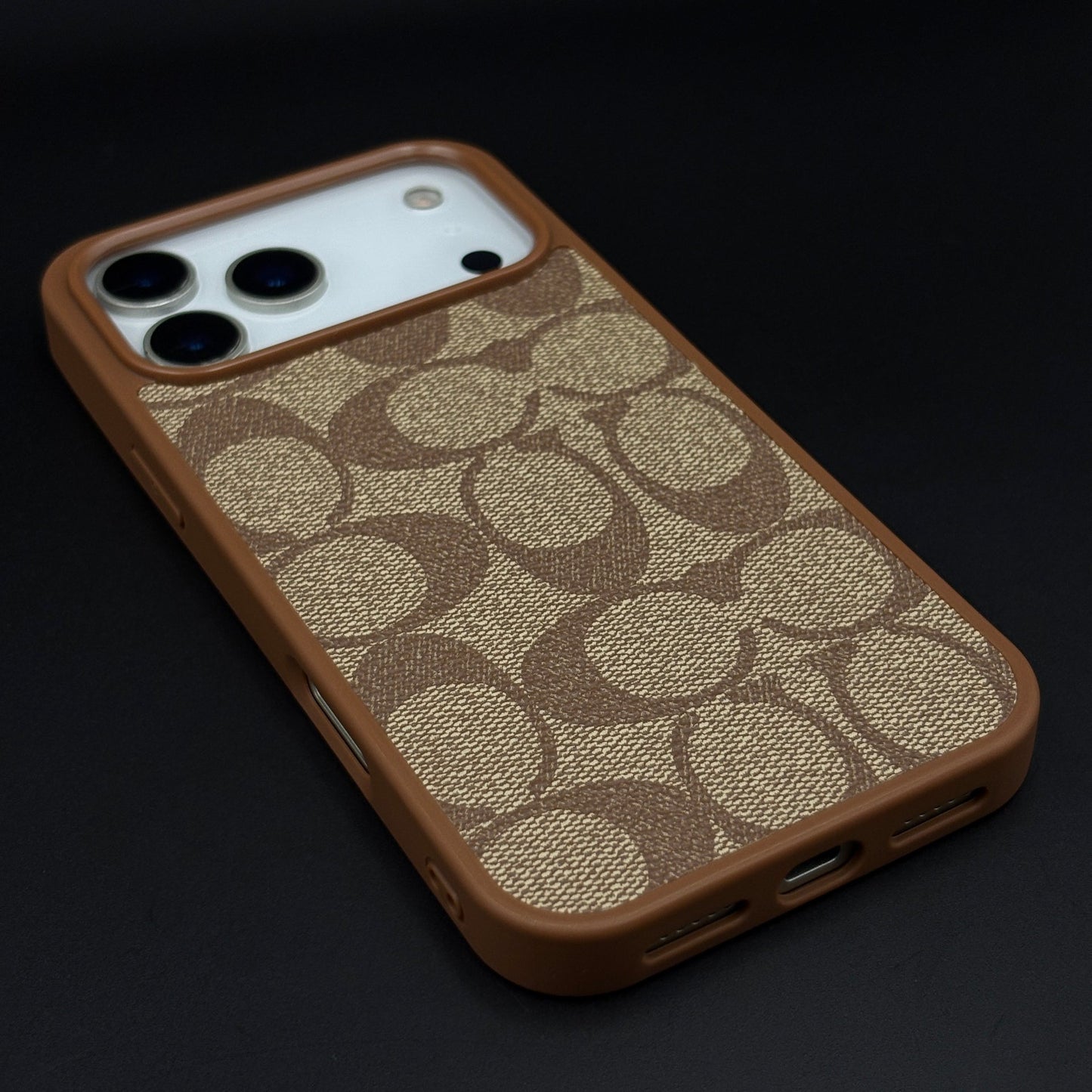 CC Pattern PU Leather Side Silicone Case for iPhone 17 Series | Monogram Soft Touch Protection