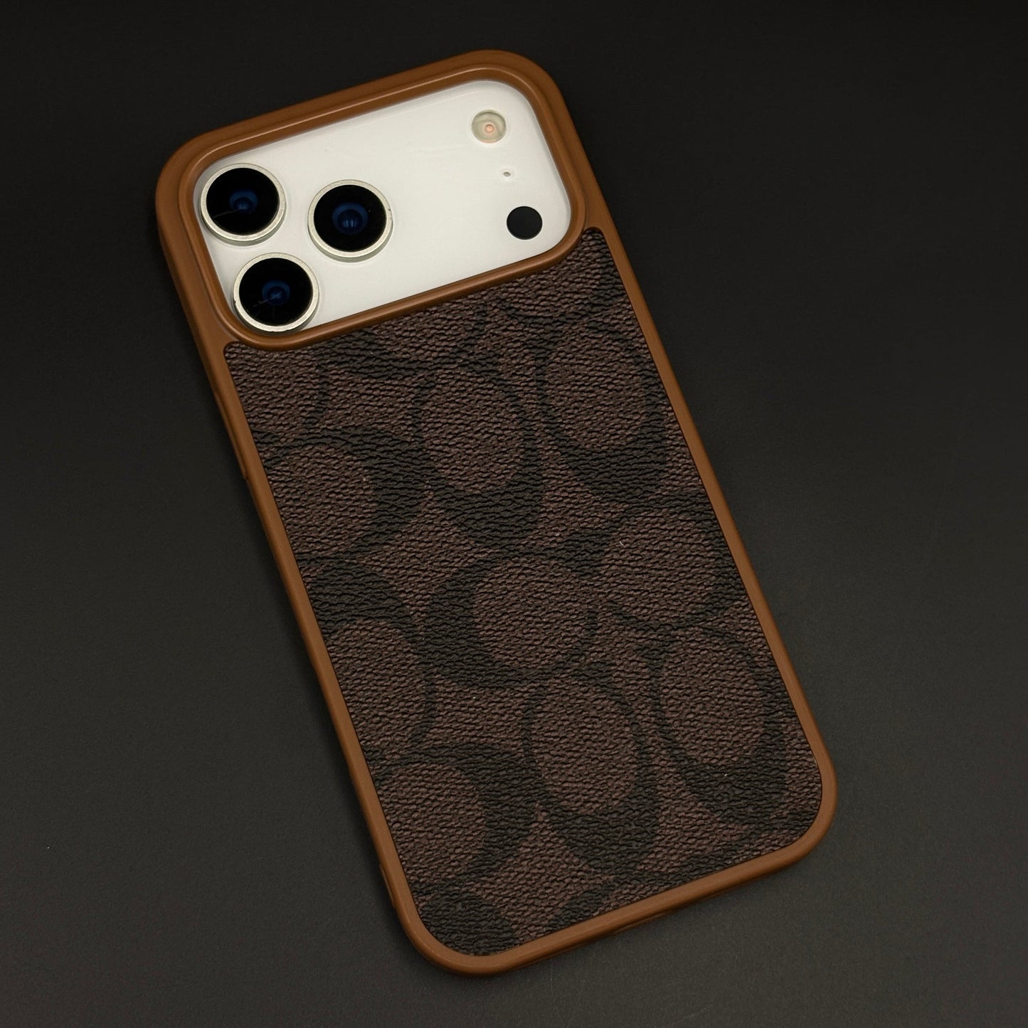 CC Pattern PU Leather Side Silicone Case for iPhone 17 Series | Monogram Soft Touch Protection