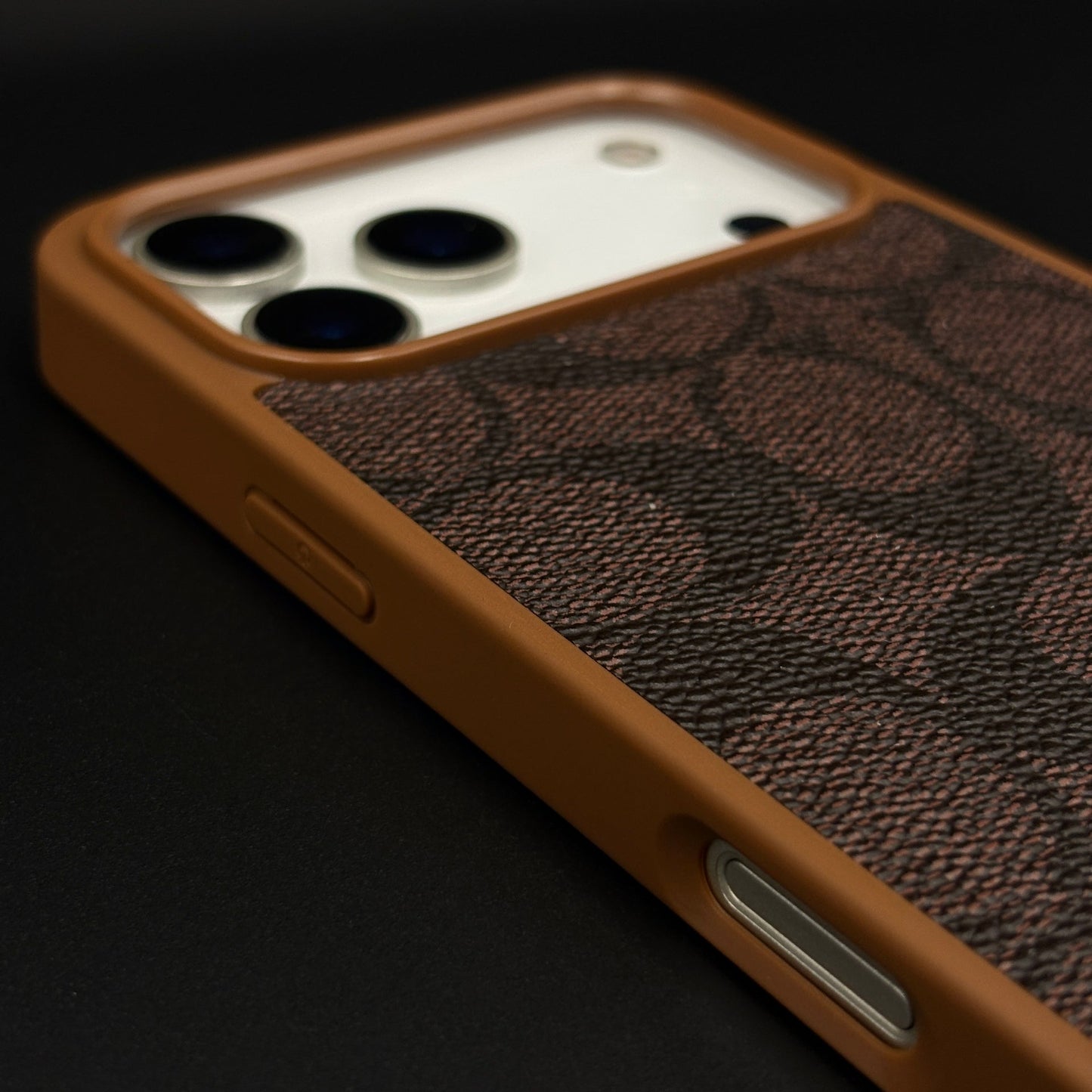 CC Pattern PU Leather Side Silicone Case for iPhone 17 Series | Monogram Soft Touch Protection