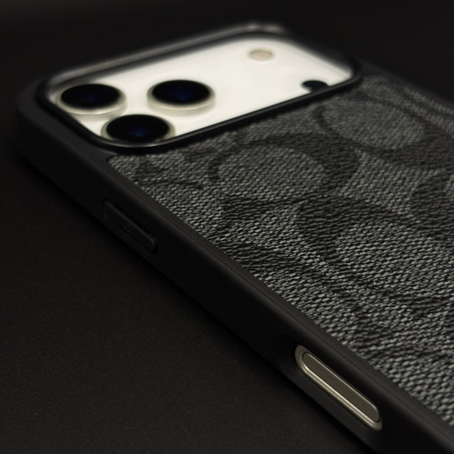 CC Pattern PU Leather Side Silicone Case for iPhone 17 Series | Monogram Soft Touch Protection