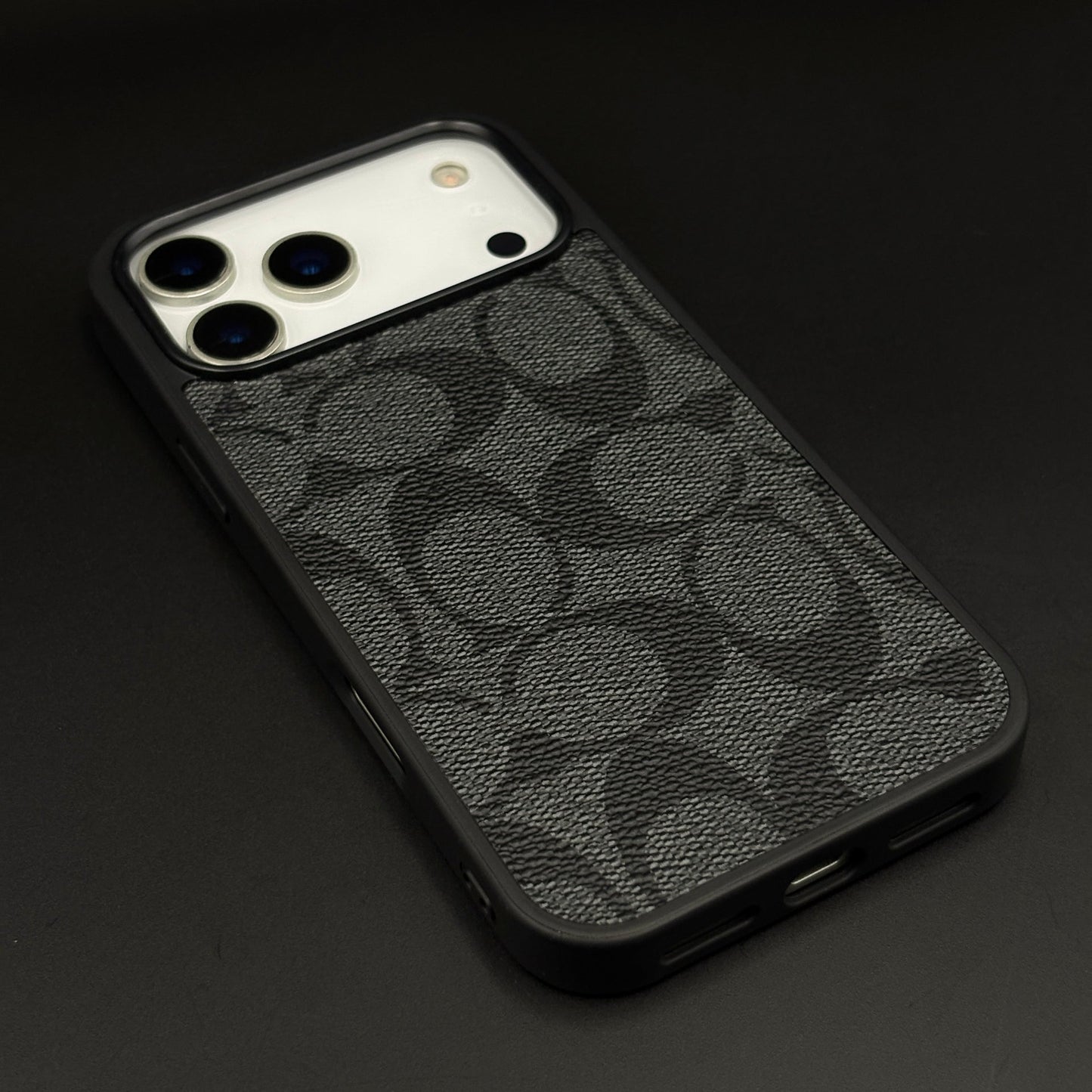 CC Pattern PU Leather Side Silicone Case for iPhone 17 Series | Monogram Soft Touch Protection