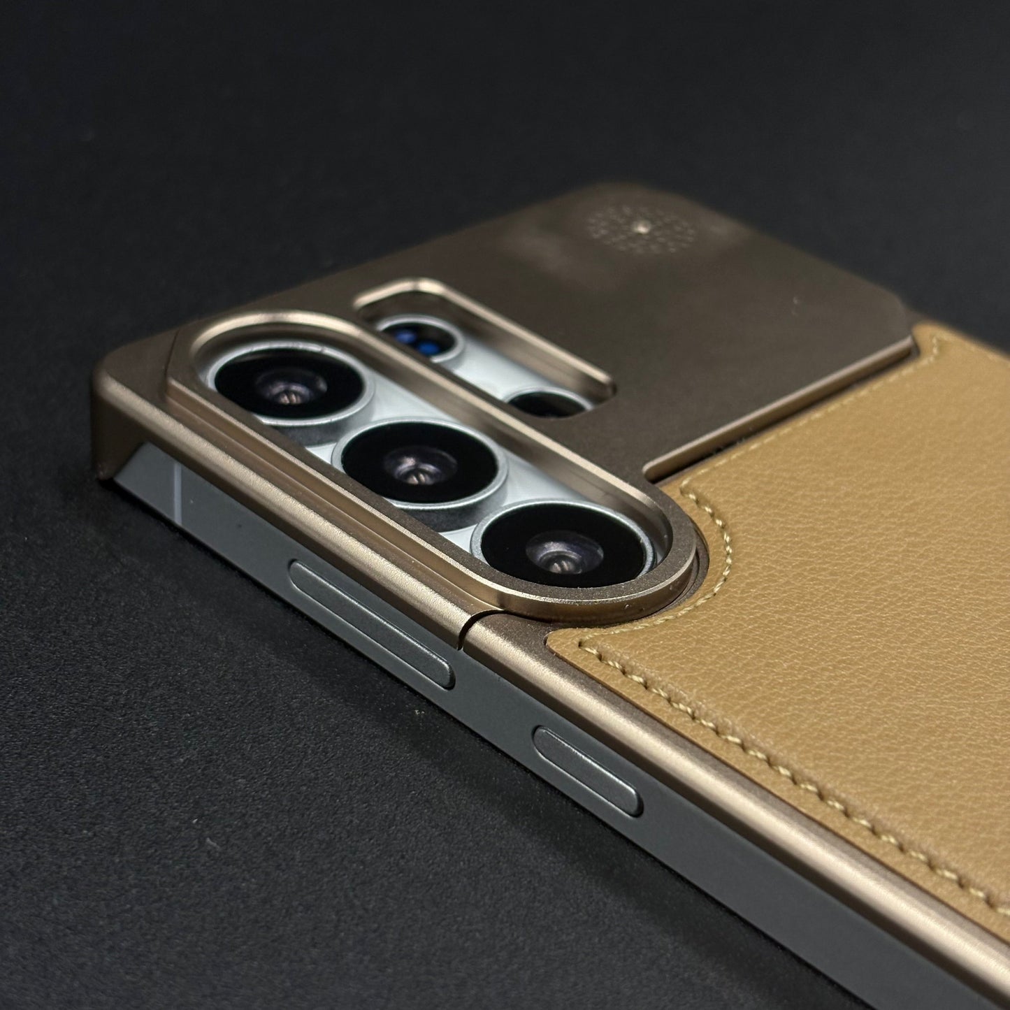 AeroFlex Aluminium Leather Case with Magsafe for Samsung Galaxy S25 Ultra | Premium Metallic Frame | Hybrid Back Cover