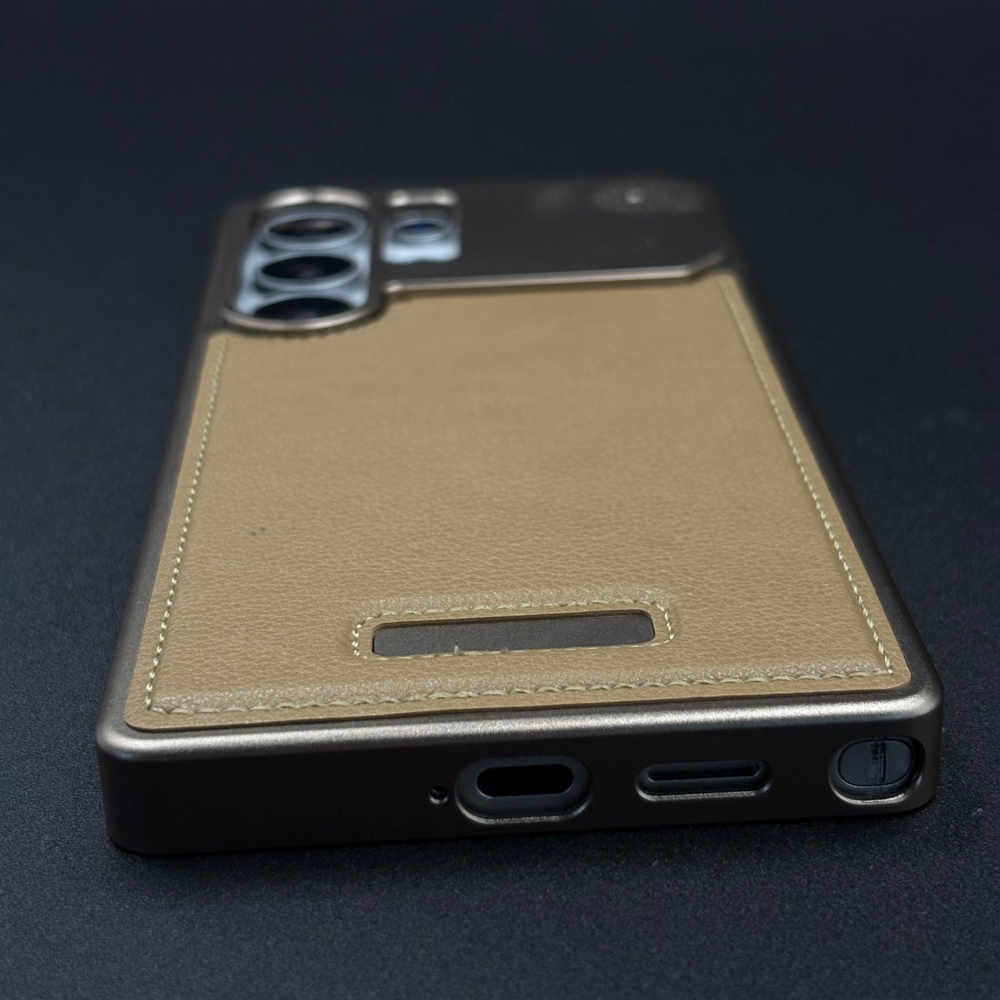 AeroFlex Aluminium Leather Case with Magsafe for Samsung Galaxy S25 Ultra | Premium Metallic Frame | Hybrid Back Cover