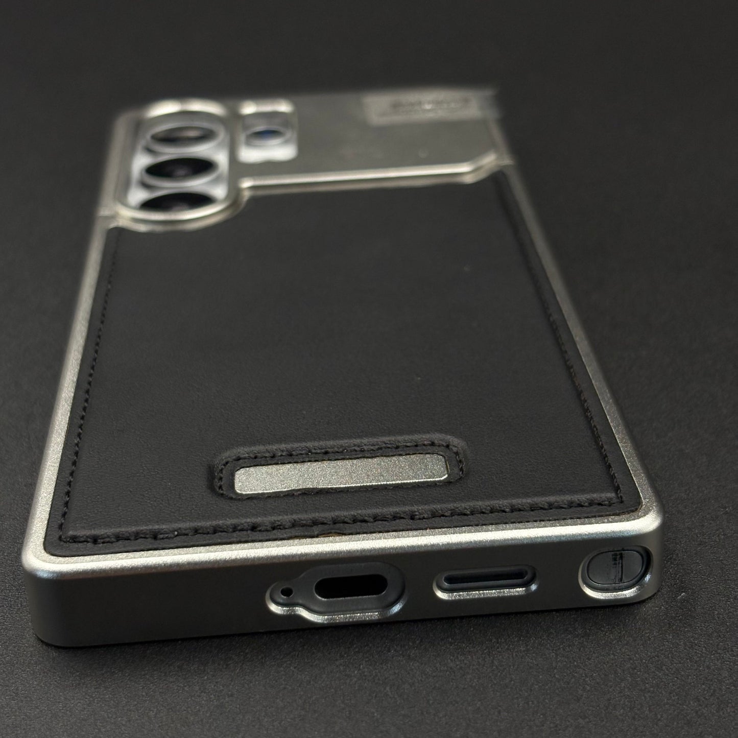 AeroFlex Aluminium Leather Case with Magsafe for Samsung Galaxy S25 Ultra | Premium Metallic Frame | Hybrid Back Cover