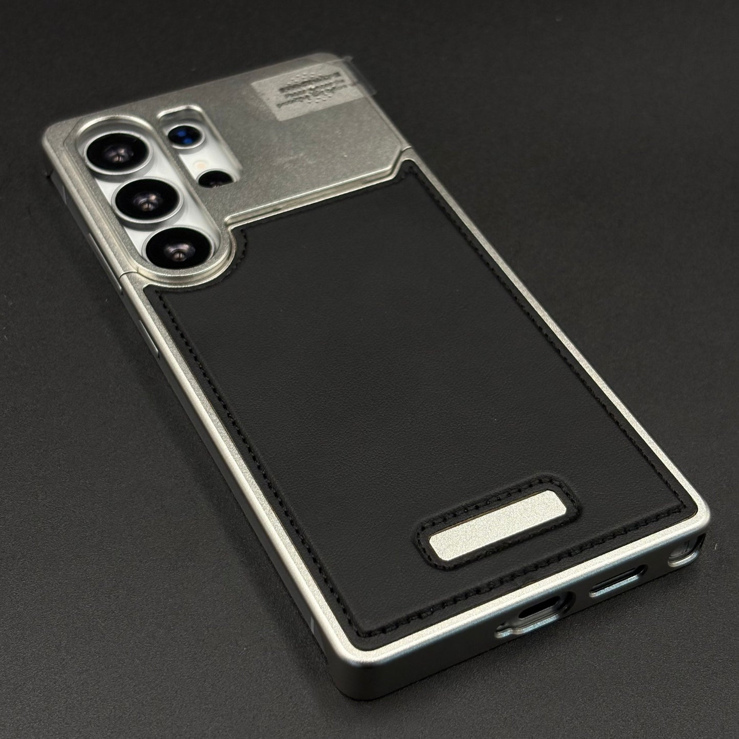 AeroFlex Aluminium Leather Case with Magsafe for Samsung Galaxy S25 Ultra | Premium Metallic Frame | Hybrid Back Cover