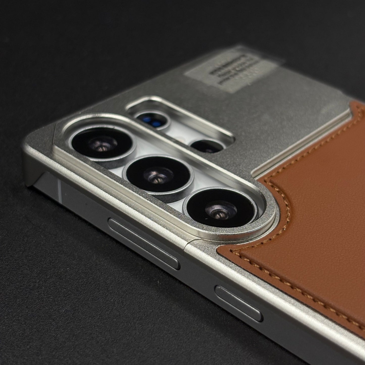 AeroFlex Aluminium Leather Case with Magsafe for Samsung Galaxy S25 Ultra | Premium Metallic Frame | Hybrid Back Cover