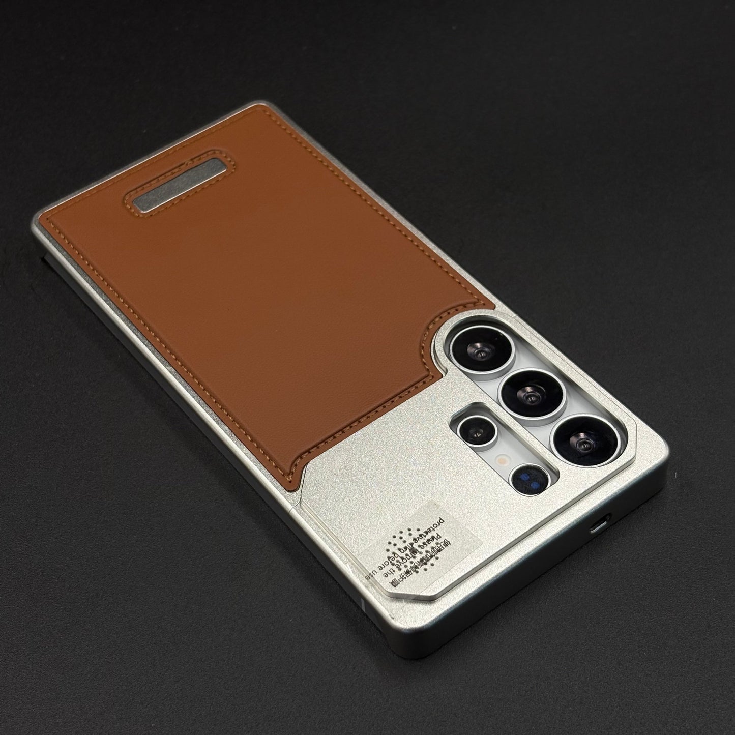 AeroFlex Aluminium Leather Case with Magsafe for Samsung Galaxy S25 Ultra | Premium Metallic Frame | Hybrid Back Cover