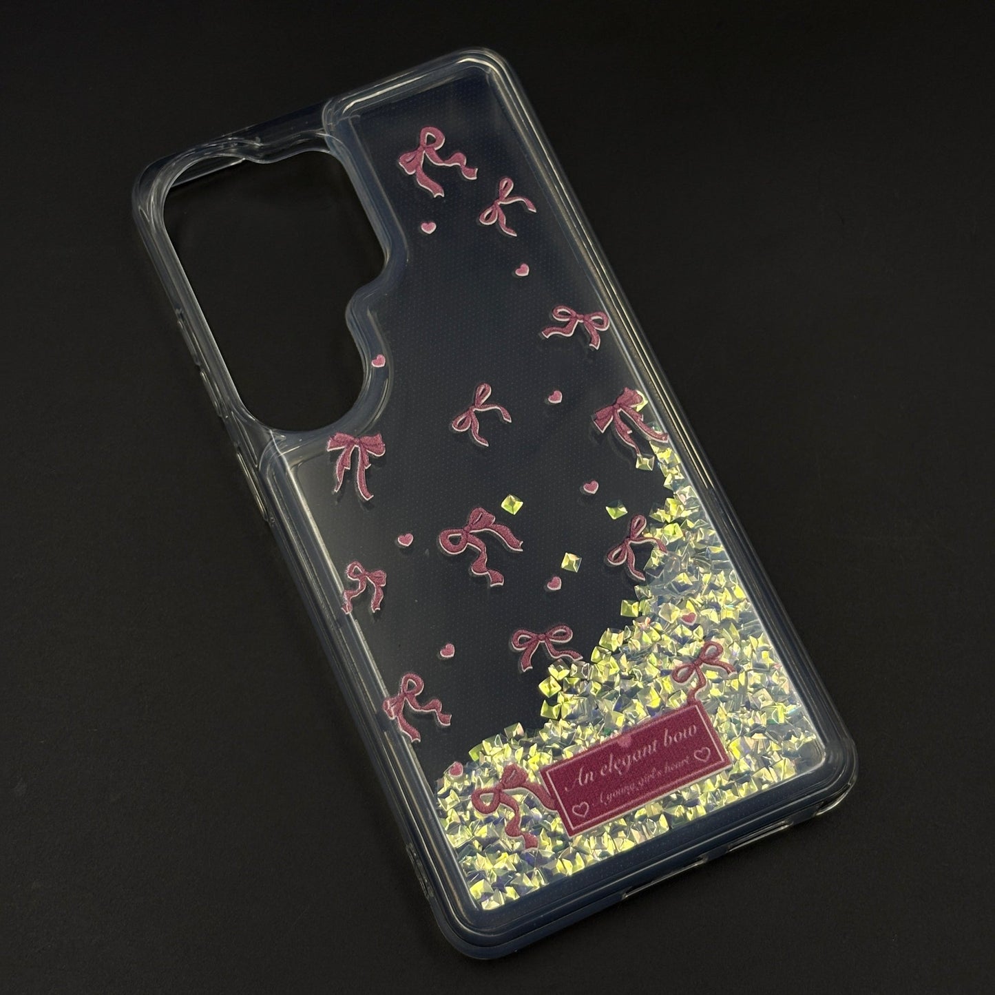 Floating Glitter Elegant Bow Mobile Case Cover for Samsung Galaxy S26 Ultra