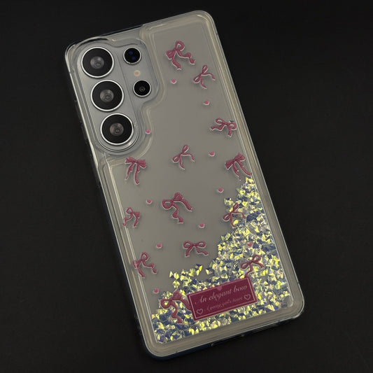 Floating Glitter Elegant Bow Mobile Case Cover for Samsung Galaxy S26 Ultra