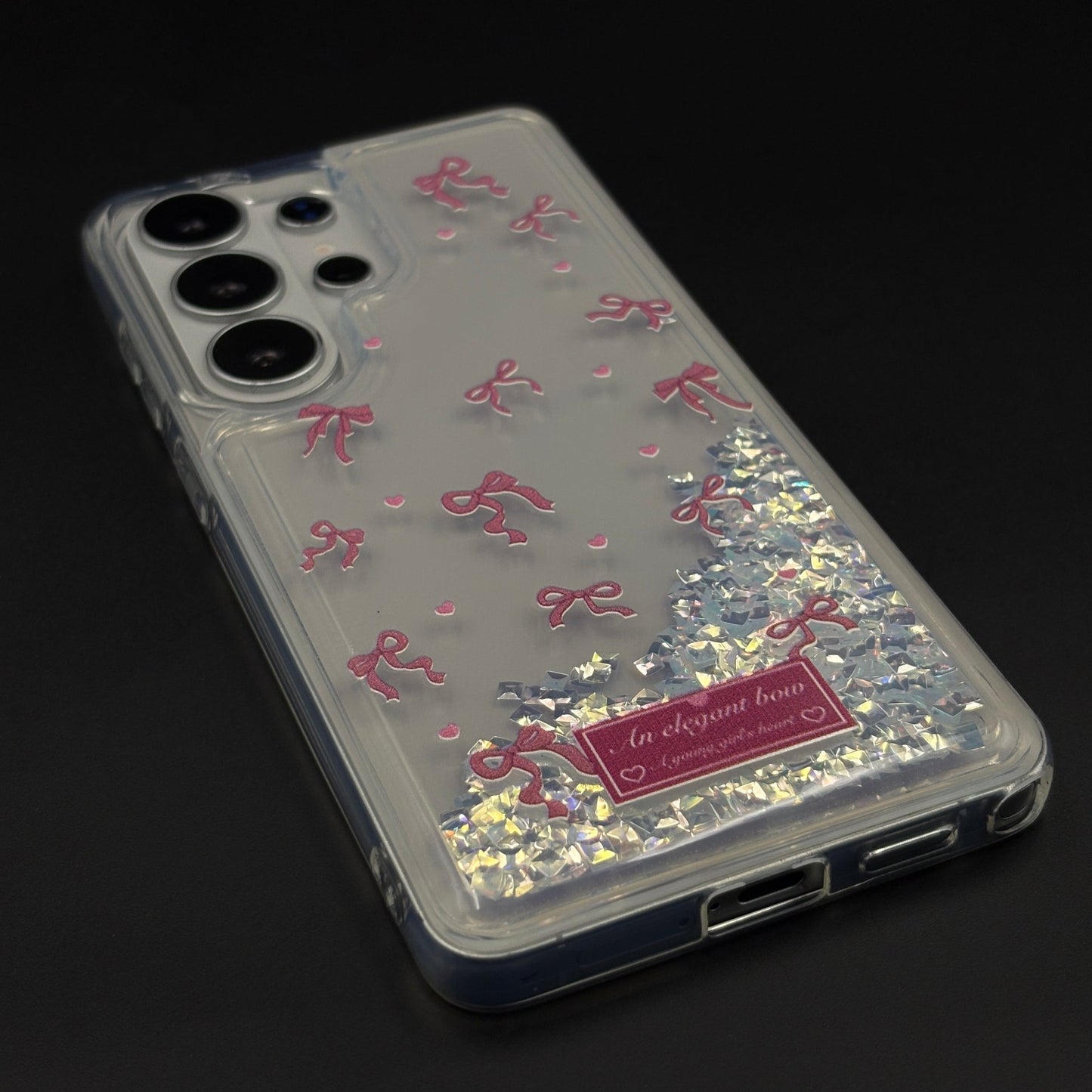 Floating Glitter Elegant Bow Mobile Case Cover for Samsung Galaxy S26 Ultra