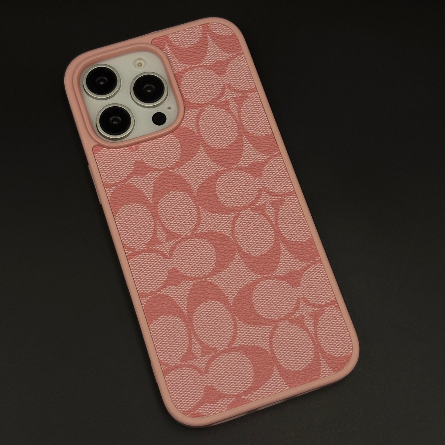 CC Pattern PU Leather Side Silicone Case for iPhone 16 Pro Max | Monogram Soft Touch Protection