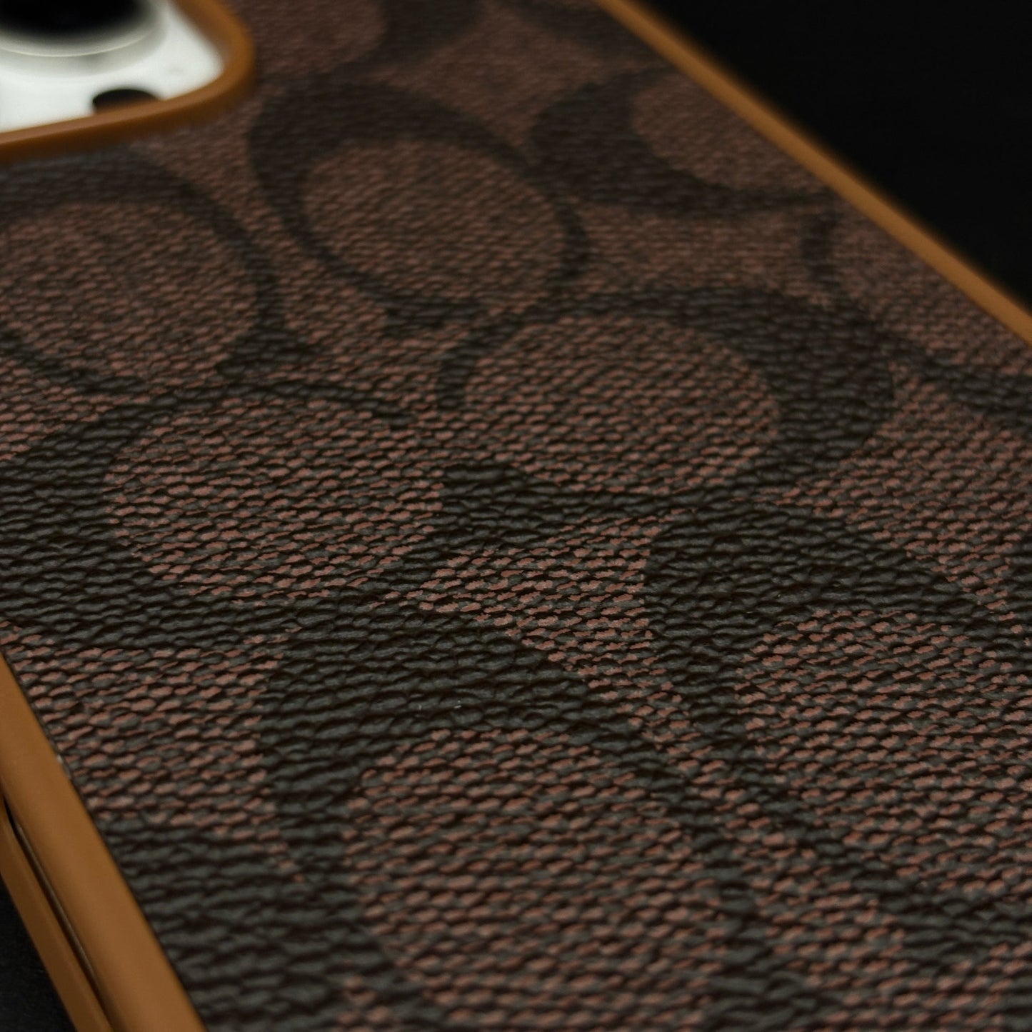 CC Pattern PU Leather Side Silicone Case for iPhone 16 Pro Max | Monogram Soft Touch Protection