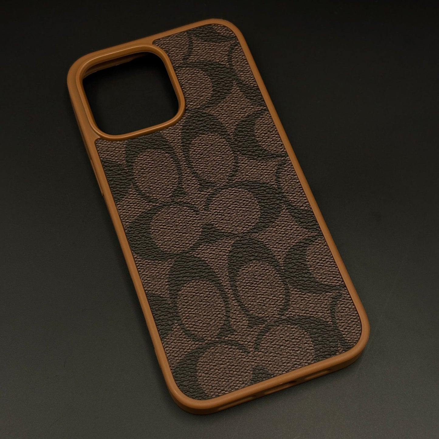 CC Pattern PU Leather Side Silicone Case for iPhone 16 Pro Max | Monogram Soft Touch Protection