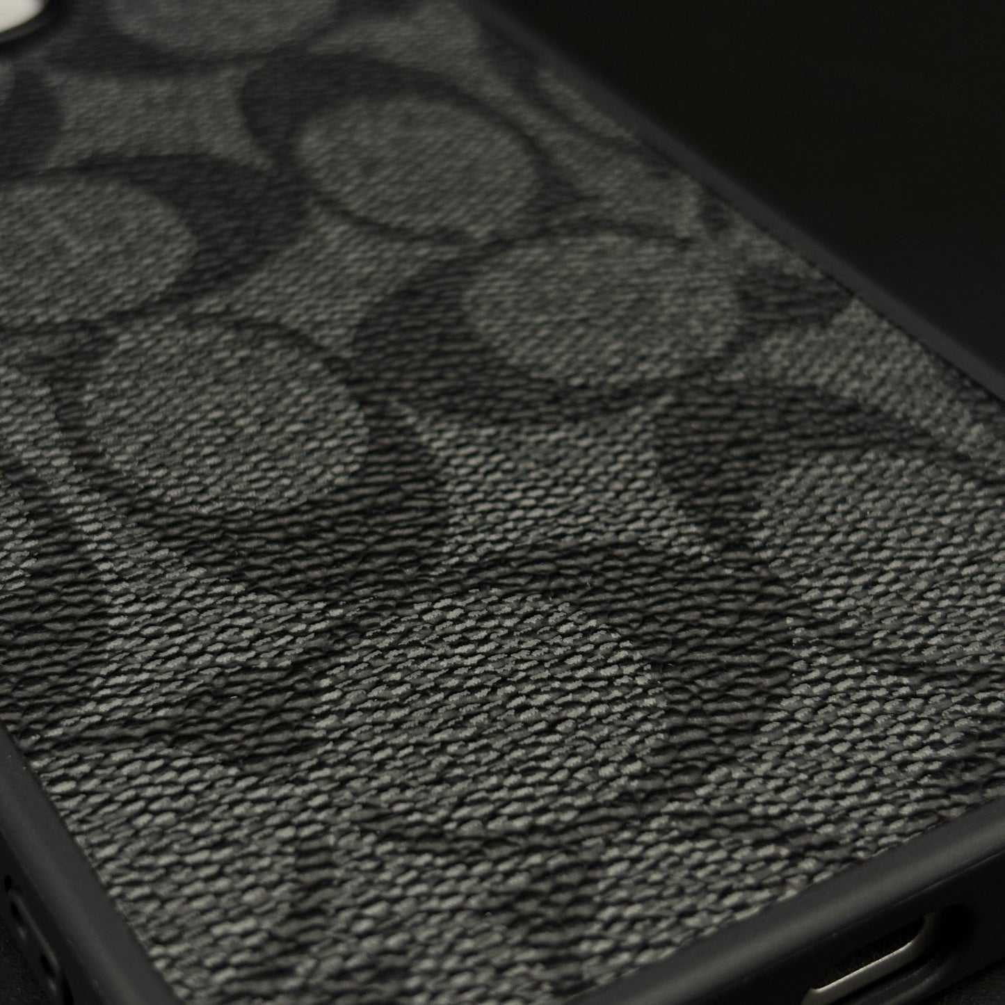 CC Pattern PU Leather Side Silicone Case for iPhone 16 Pro Max | Monogram Soft Touch Protection