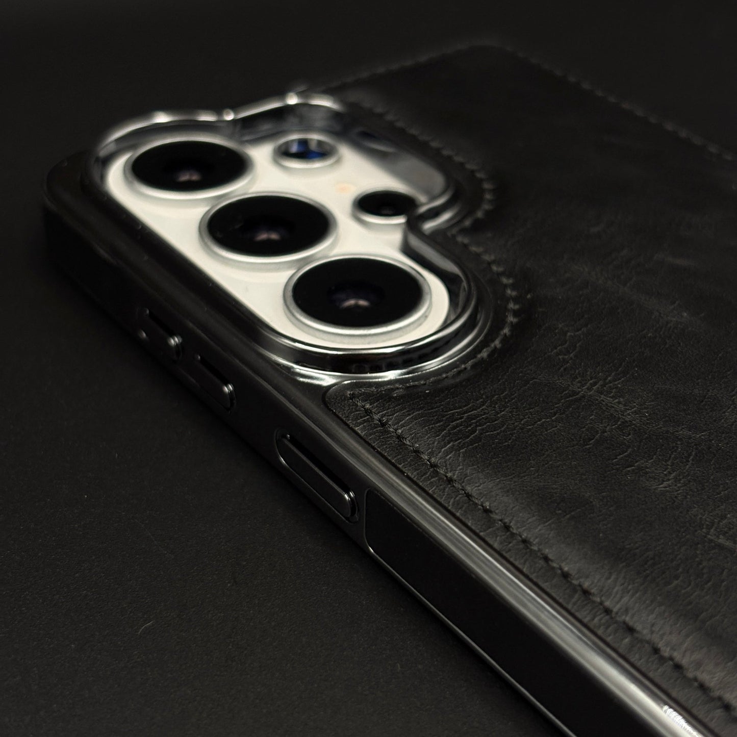 Stitch Leather Mobile Case Cover for Samsung Galaxy S26 Ultra | Chrome Trim Luxury
