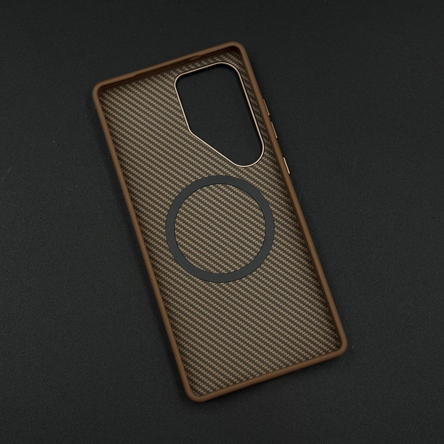 Carbon Fiber Case with Hidden Magsafe for Samsung Galaxy S25 Ultra | Metallic Camera Guard | Slim Magnetic Luxury Protection