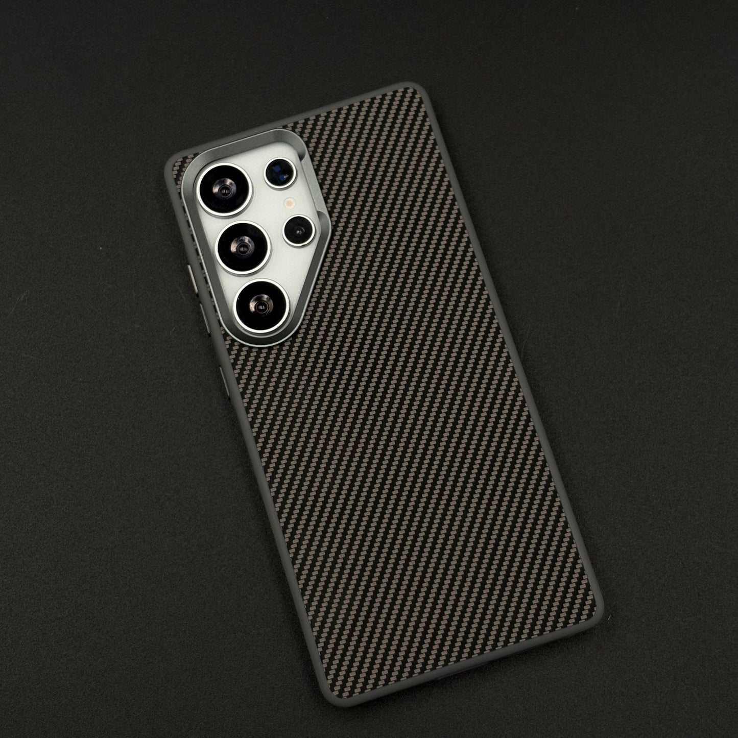Carbon Fiber Case with Hidden Magsafe for Samsung Galaxy S25 Ultra | Metallic Camera Guard | Slim Magnetic Luxury Protection